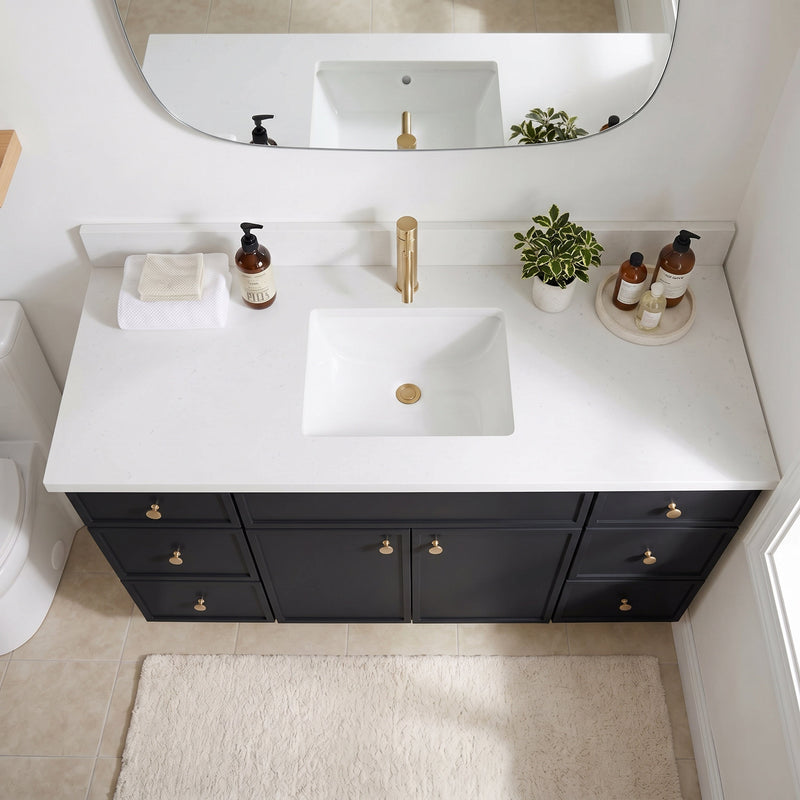 60" Slim Shaker Bathroom Vanity – Black – Single Sink