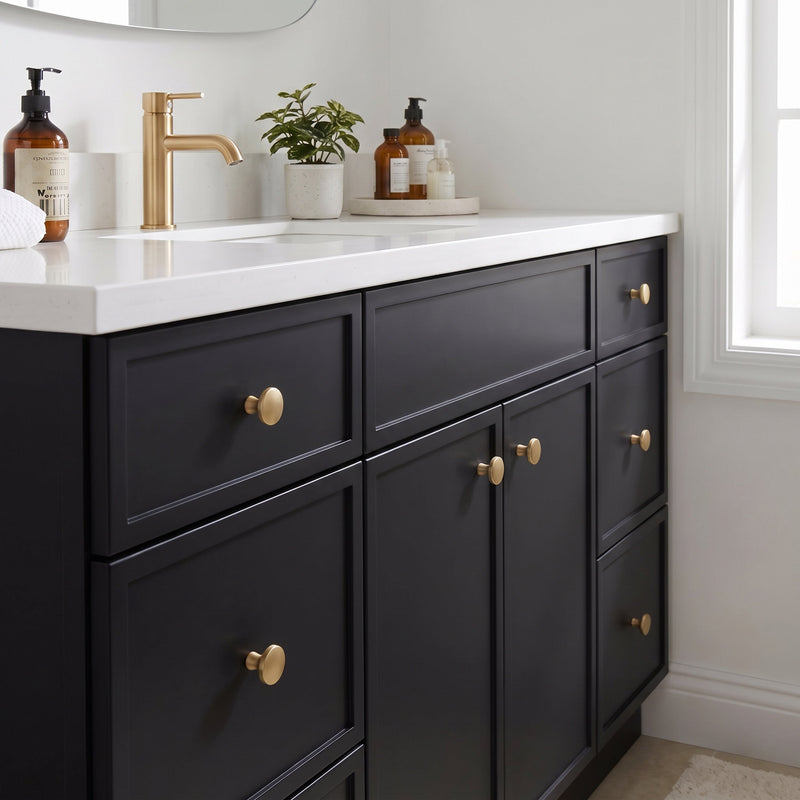 60" Slim Shaker Bathroom Vanity – Black – Single Sink