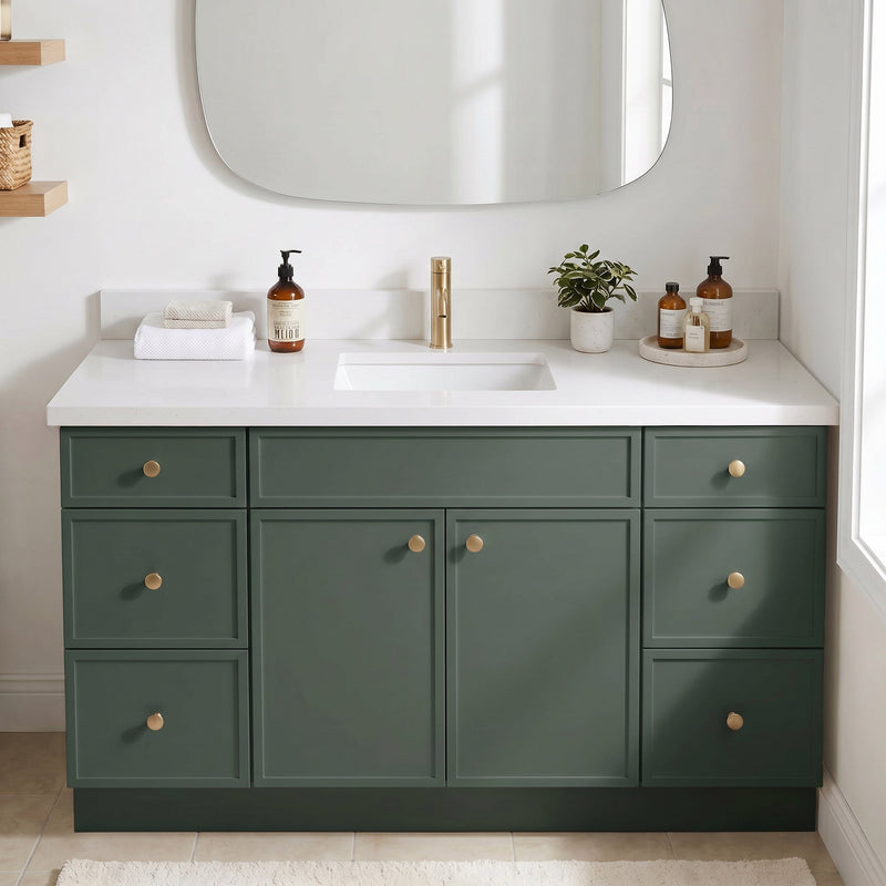 60" Slim Shaker Bathroom Vanity – Forest Green – Single Sink