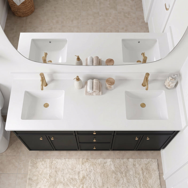 72" Slim Shaker Bathroom Vanity – Black – Double Sink