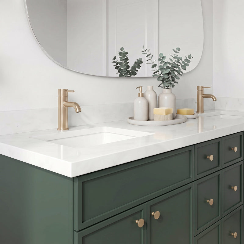 84" Slim Shaker Bathroom Vanity – Forest Green – 6 Drawers