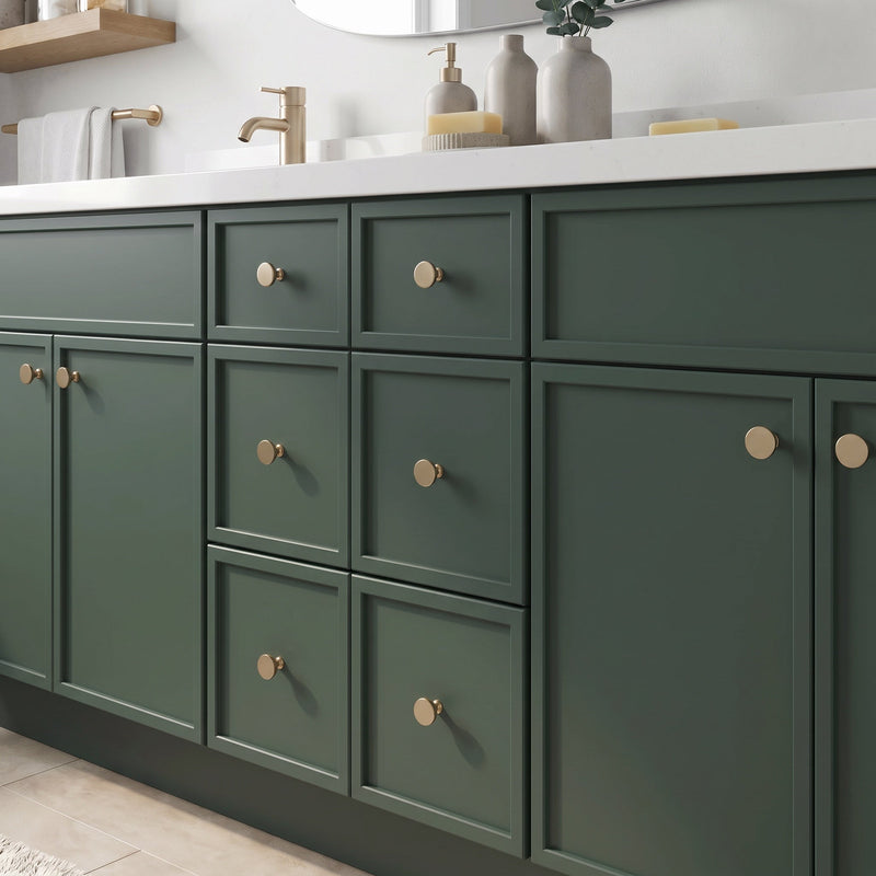 84" Slim Shaker Bathroom Vanity – Forest Green – 6 Drawers