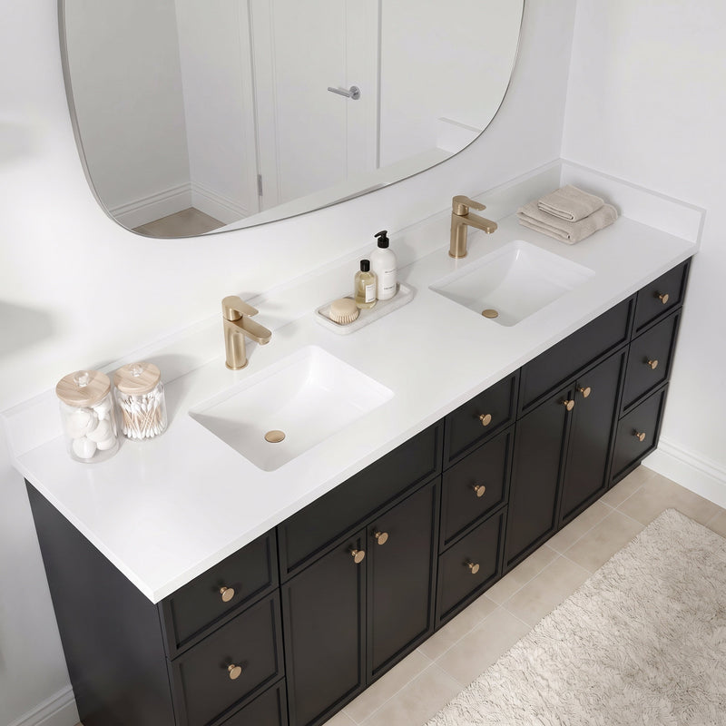 84" Slim Shaker Bathroom Vanity – Black – 9 Drawers