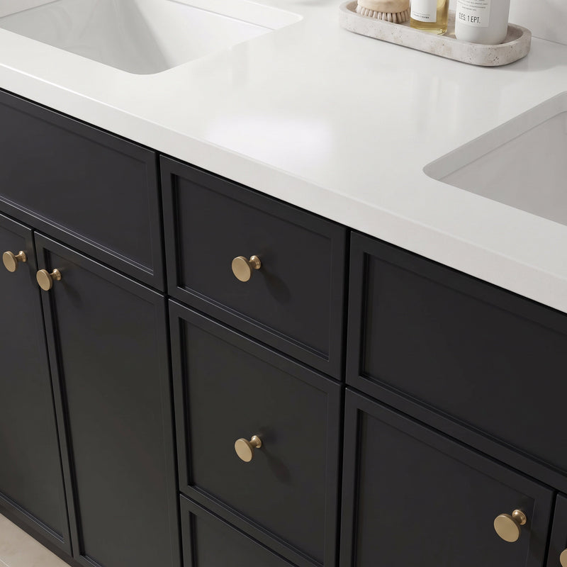 84" Slim Shaker Bathroom Vanity – Black – 9 Drawers