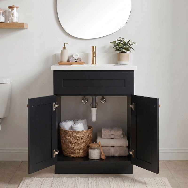 24" Shaker Bathroom Vanity – Black