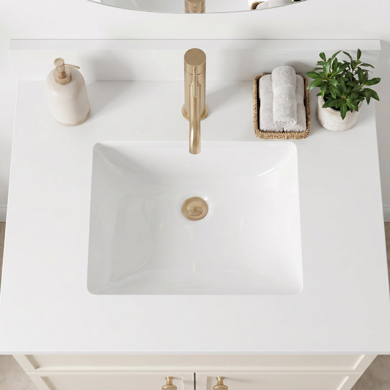 24" Off White Slim Shaker Bathroom Vanity with Quartz Top