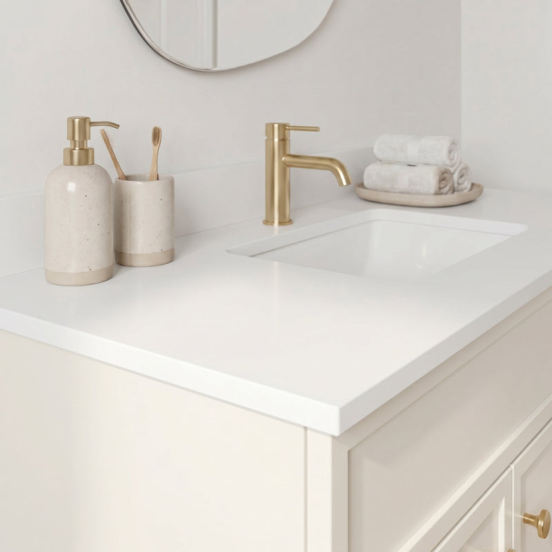 36" Off White Slim Shaker Bathroom Vanity with Quartz Top