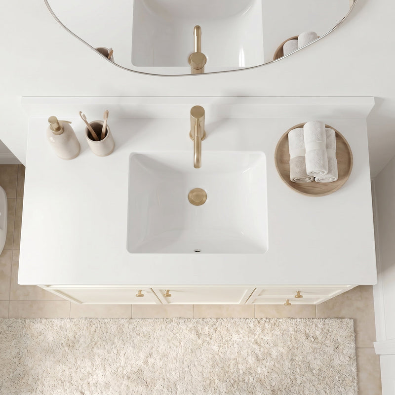 36" Off White Slim Shaker Bathroom Vanity with Quartz Top
