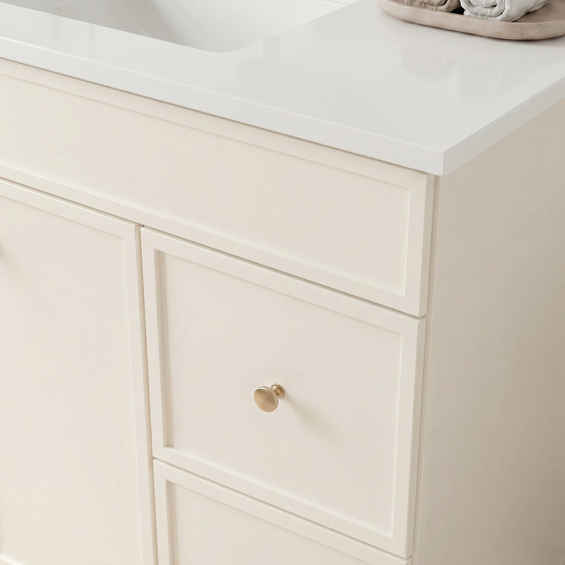 36" Off White Slim Shaker Bathroom Vanity with Quartz Top