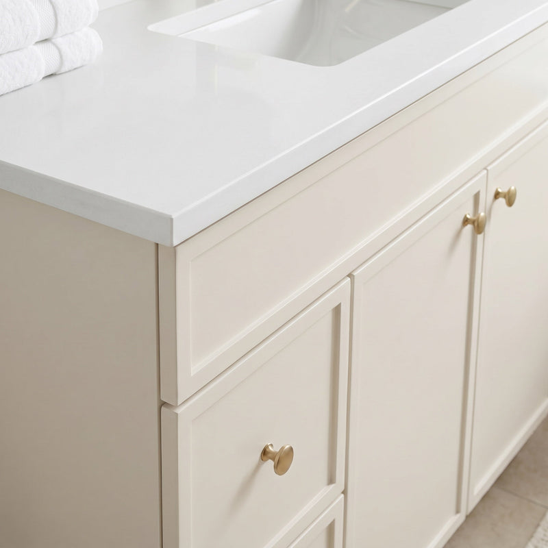 42" Off White Slim Shaker Bathroom Vanity with Quartz Top