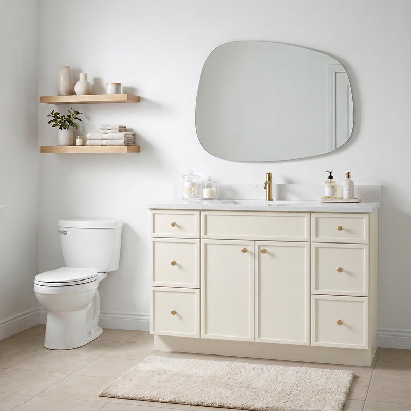 48" Off White Slim Shaker Bathroom Vanity with Quartz Top
