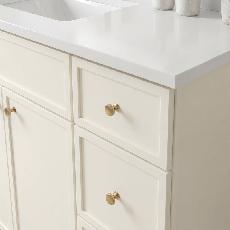 48" Off White Slim Shaker Bathroom Vanity with Quartz Top