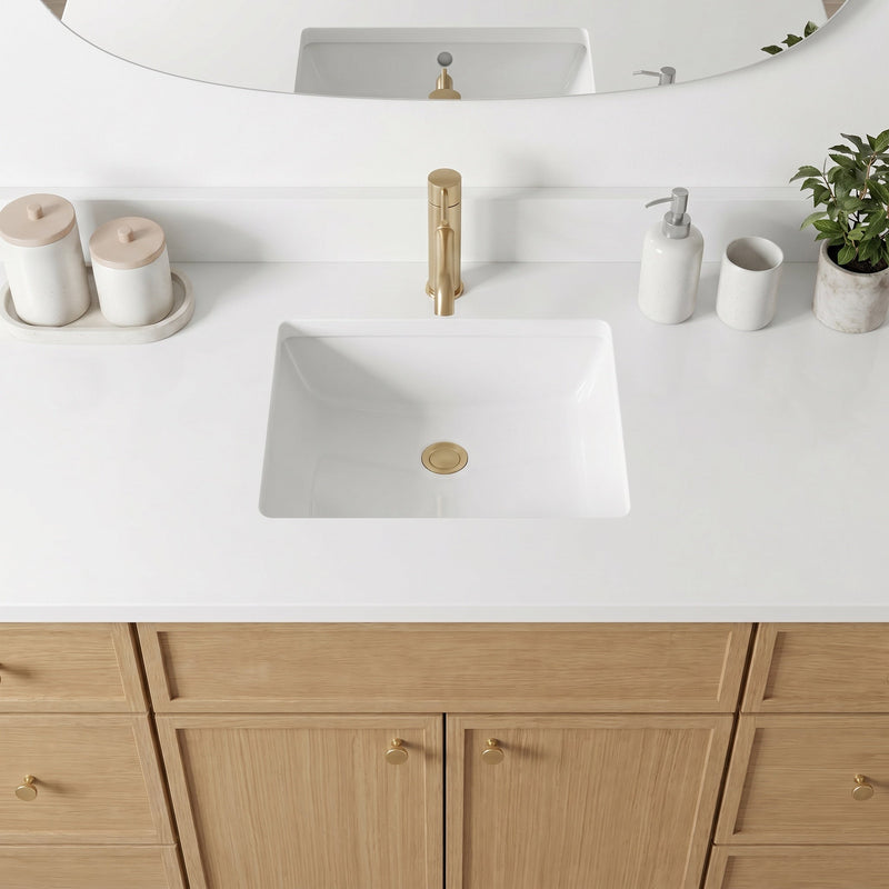 48" White Oak Slim Shaker Bathroom Vanity with Quartz Top