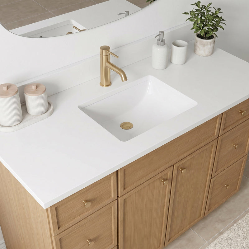 48" White Oak Slim Shaker Bathroom Vanity with Quartz Top