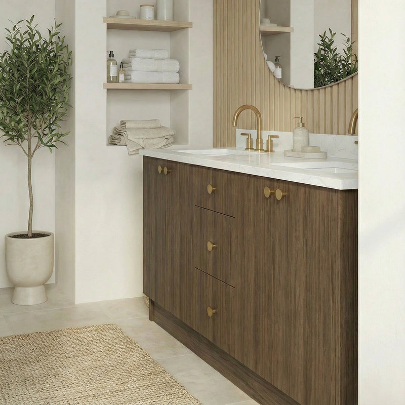72" Pure Walnut European Vanity with Quartz Top – Double Sink