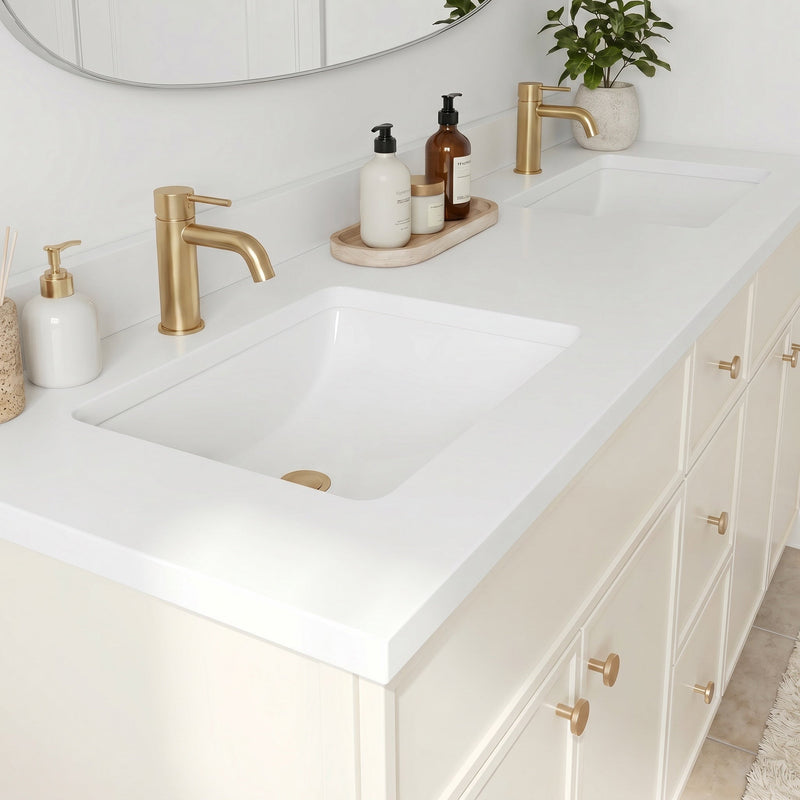 60" Off White Slim Shaker Bathroom Vanity with Quartz Top – Double Sink