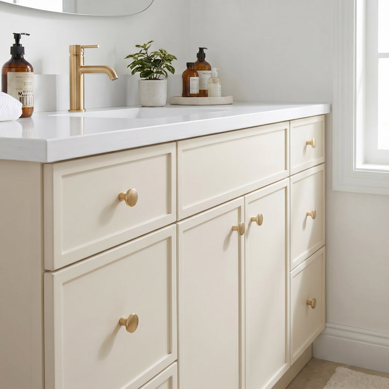 60" Off White Slim Shaker Bathroom Vanity with Quartz Top – Single Sink