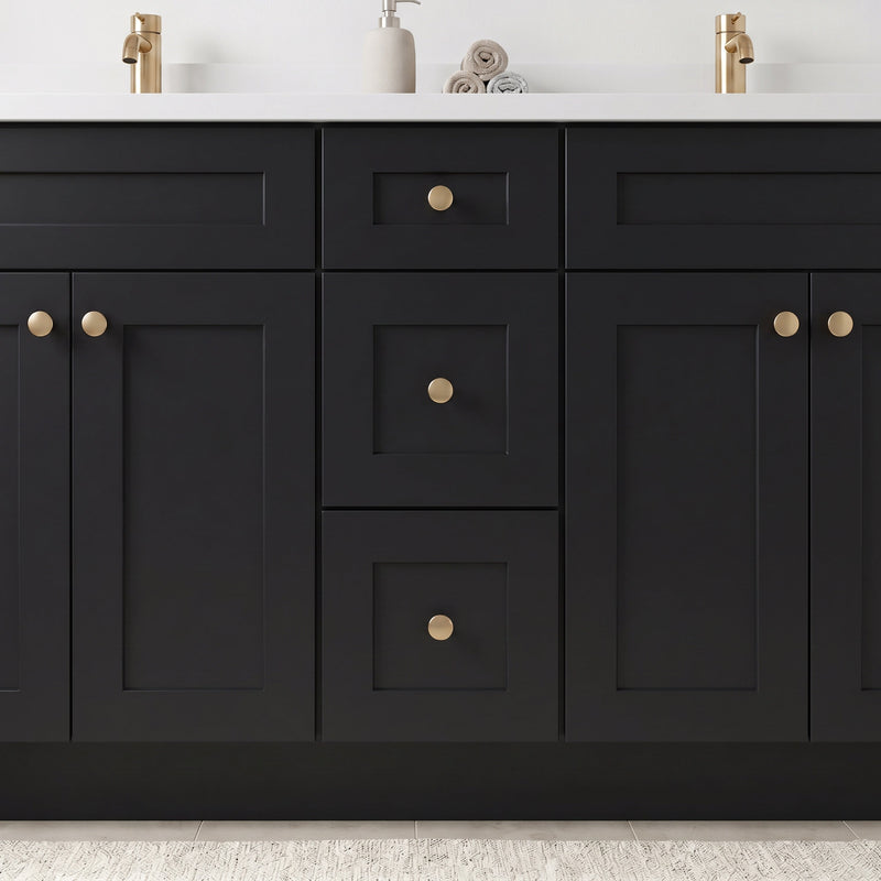 60" Shaker Bathroom Vanity – Black – Double Sink