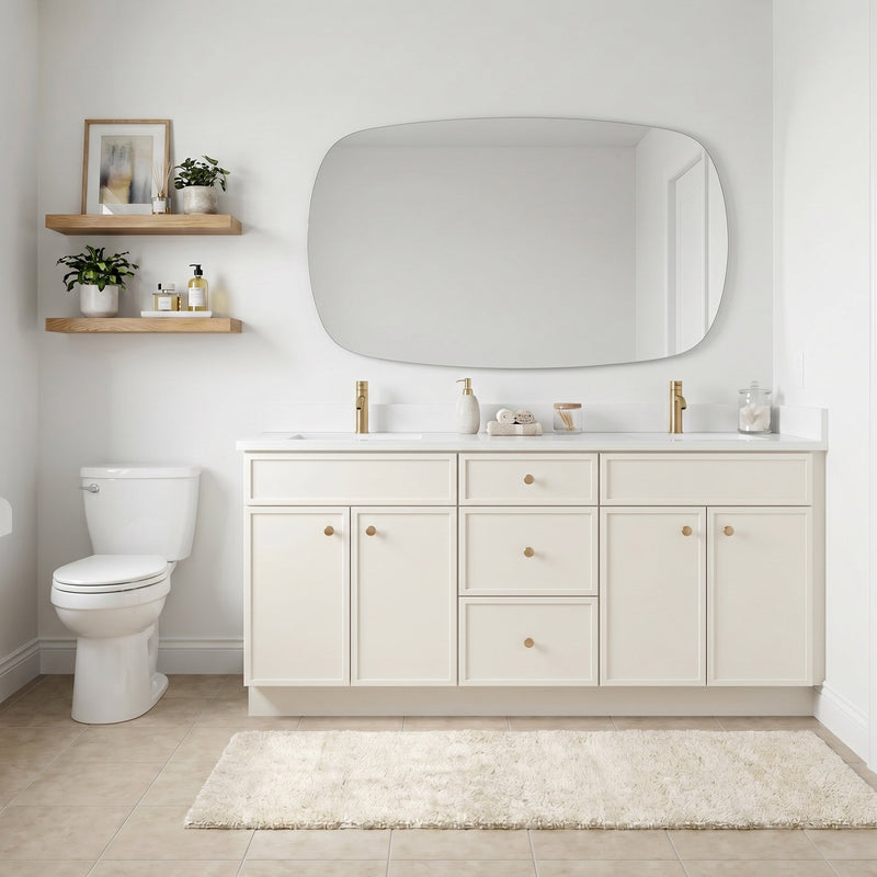 72" Off White Slim Shaker Bathroom Vanity with Quartz Top – Double Sink