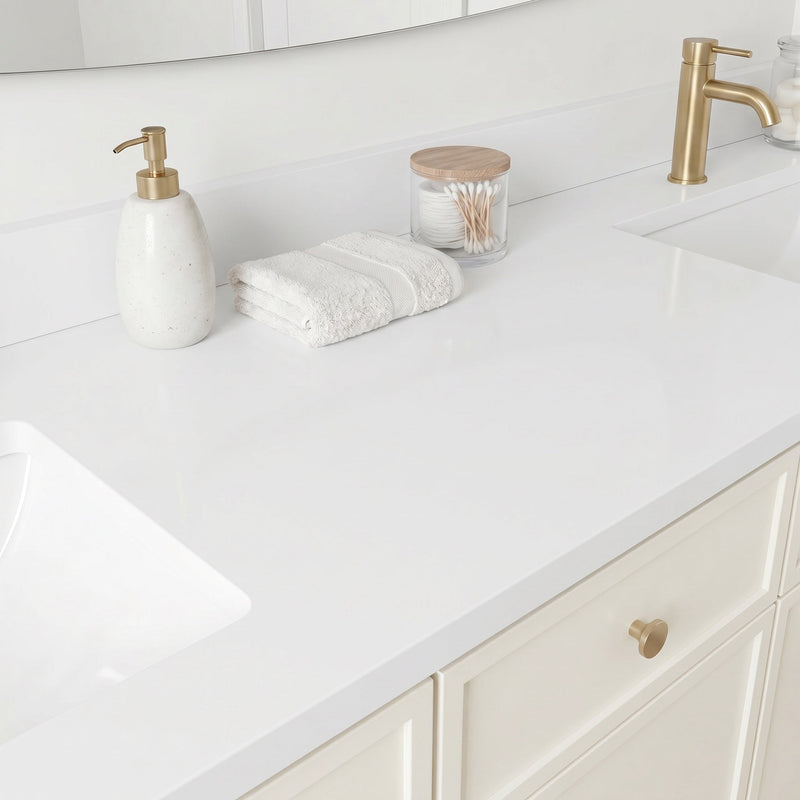 72" Off White Slim Shaker Bathroom Vanity with Quartz Top – Double Sink