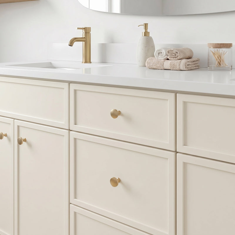 72" Off White Slim Shaker Bathroom Vanity with Quartz Top – Double Sink