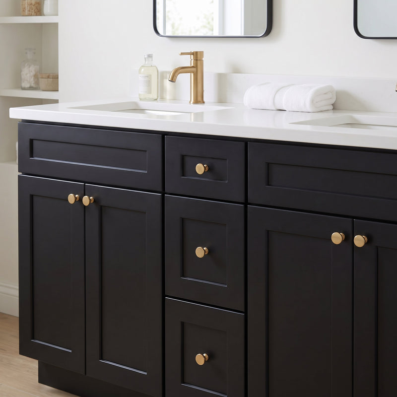 72" Shaker Bathroom Vanity – Black – Double Sink