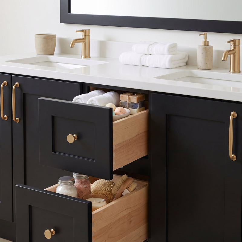 72" Shaker Bathroom Vanity – Black – Double Sink