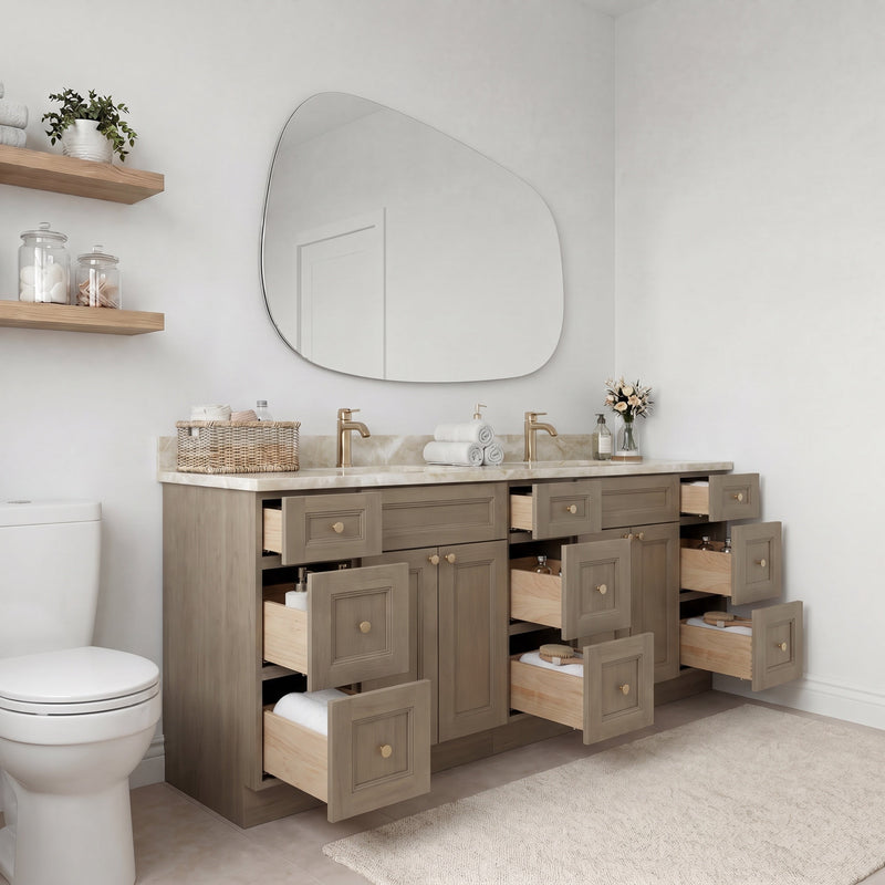 84" Shaker Bathroom Vanity – Willowdale – 6 Drawers