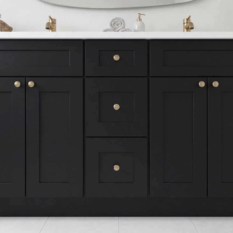 84" Shaker Bathroom Vanity – Black – 6 Drawers