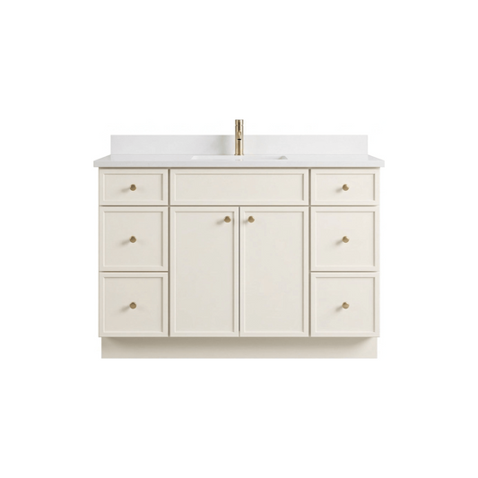 48" Off White Slim Shaker Bathroom Vanity with Quartz Top