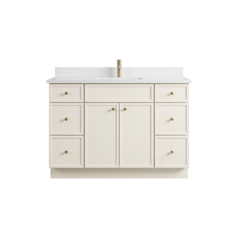 48" Off White Slim Shaker Bathroom Vanity with Quartz Top