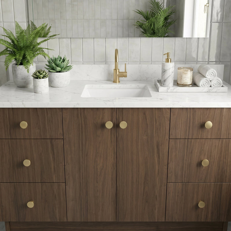 60" Pure Walnut European Vanity with Quartz Top – Single Sink