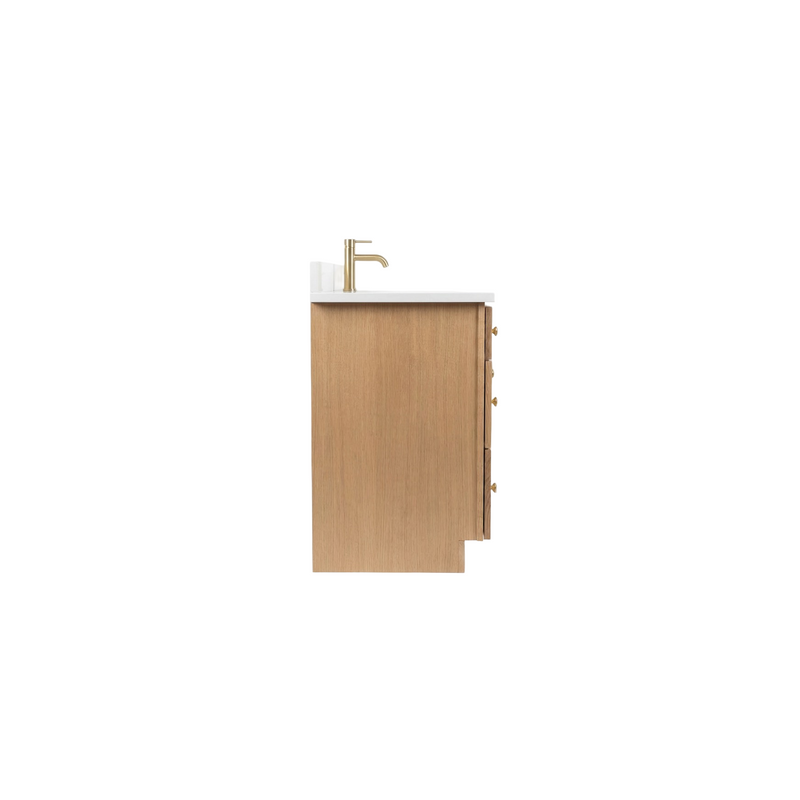 60" White Oak Shaker Bathroom Vanity with Quartz Top – Single Sink