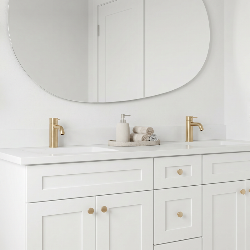 60" White Shaker Bathroom Vanity with Quartz Top – Double Sink
