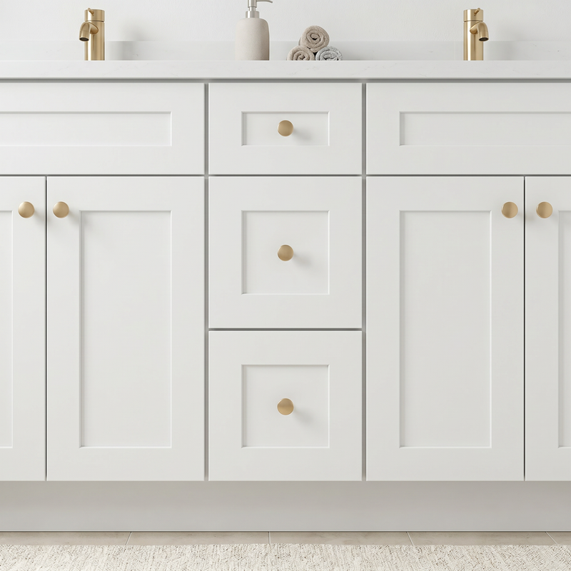 60" White Shaker Bathroom Vanity with Quartz Top – Double Sink