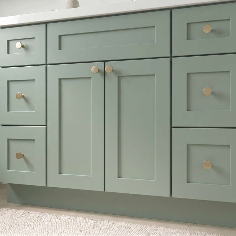 48" Olive Green Shaker Bathroom Vanity with Quartz Top – Single Sink