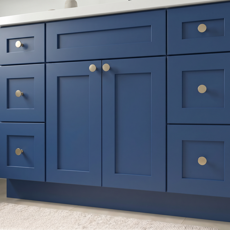 48" Navy Blue Shaker Bathroom Vanity with Quartz Top – Single Sink
