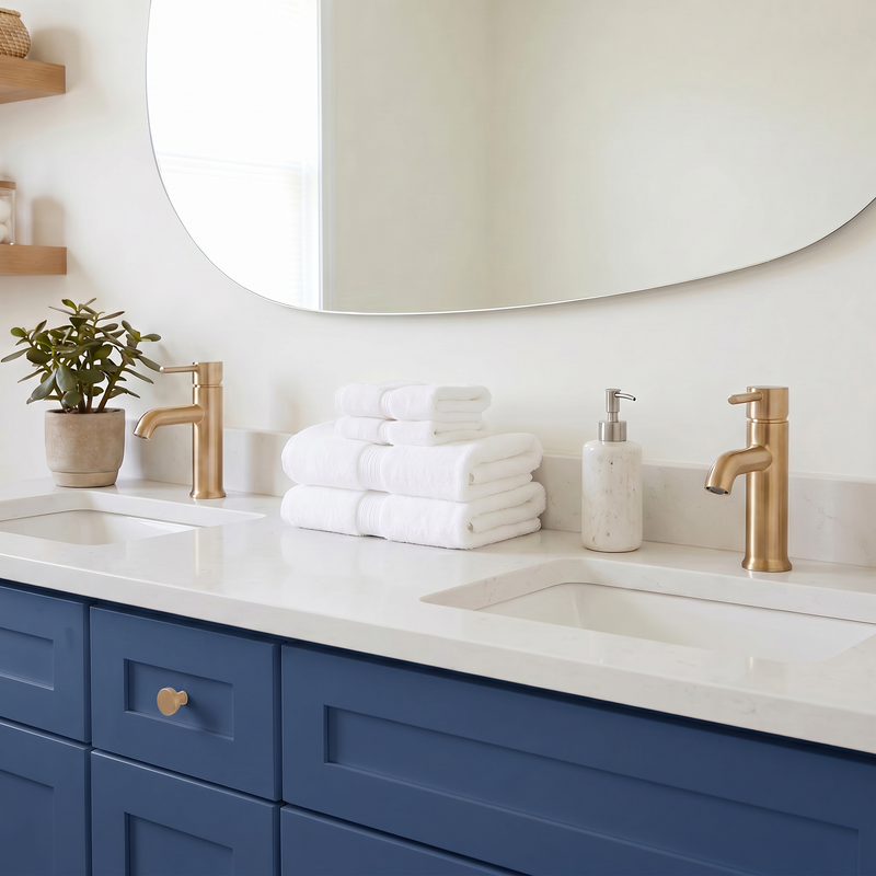 72" Navy Blue Shaker Bathroom Vanity with Quartz Top – Double Sink