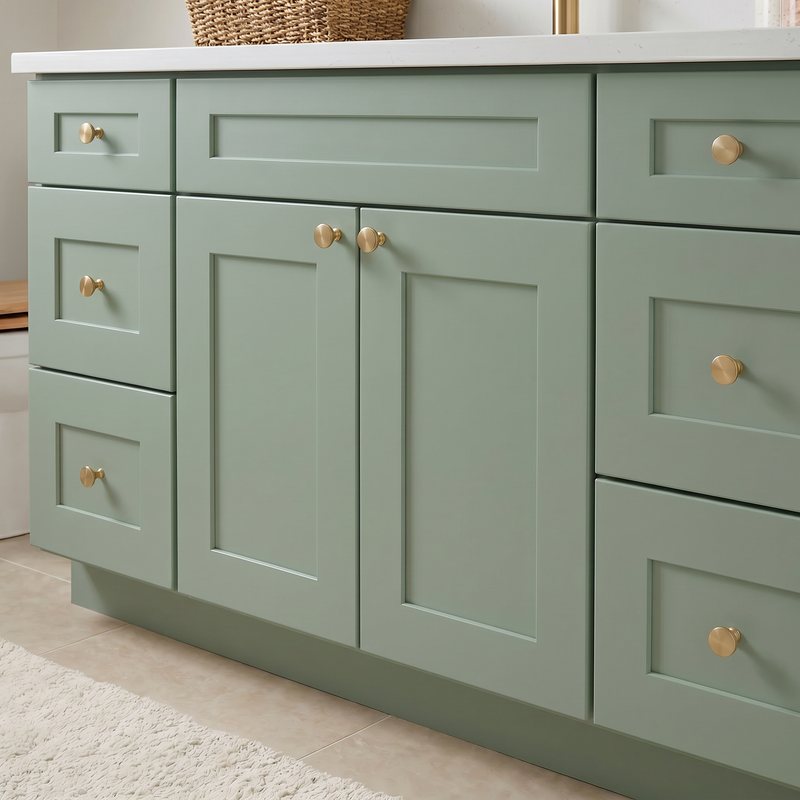 60" Olive Green Shaker Bathroom Vanity with Quartz Top – Single Sink