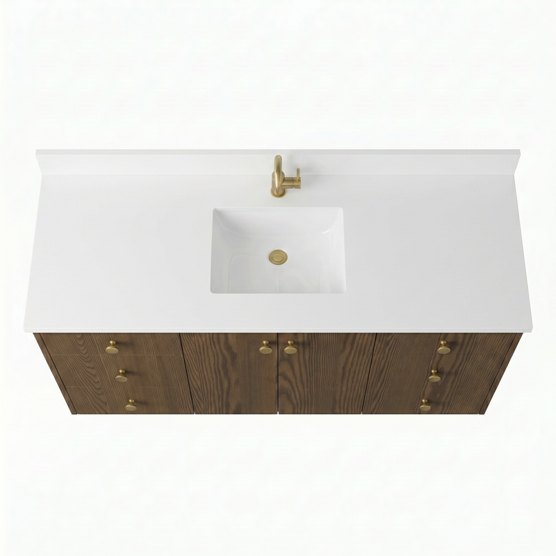 60" Cinnamon Triba European Vanity with Quartz Top – Single Sink