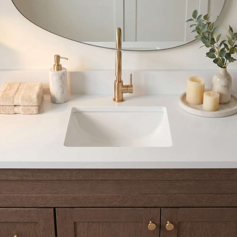 42" Coffee Bean Shaker Bathroom Vanity with Quartz Top – Single Sink