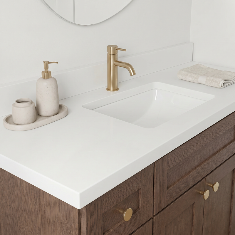 48" Coffee Bean Shaker Bathroom Vanity with Quartz Top – Single Sink