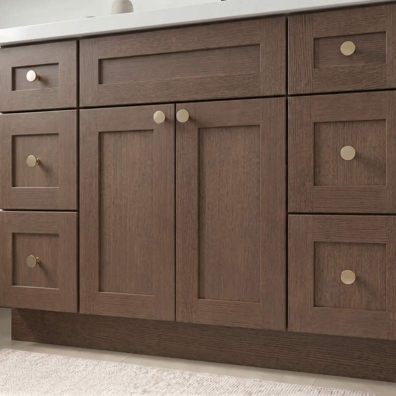 48" Coffee Bean Shaker Bathroom Vanity with Quartz Top – Single Sink