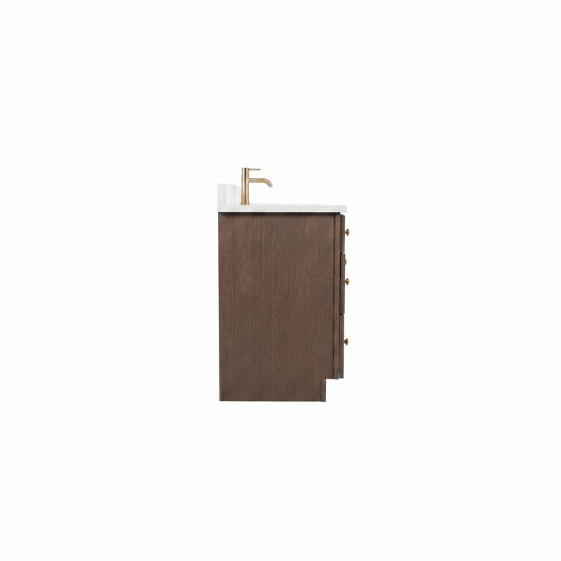 60" Coffee Bean Shaker Bathroom Vanity with Quartz Top – Single Sink