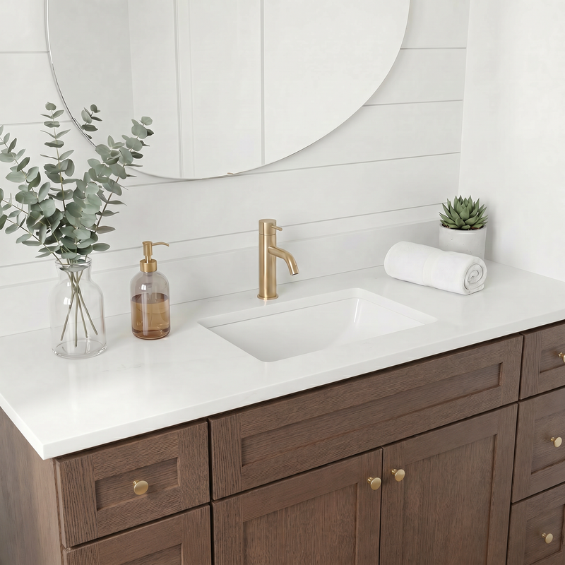 60" Coffee Bean Shaker Bathroom Vanity with Quartz Top – Single Sink