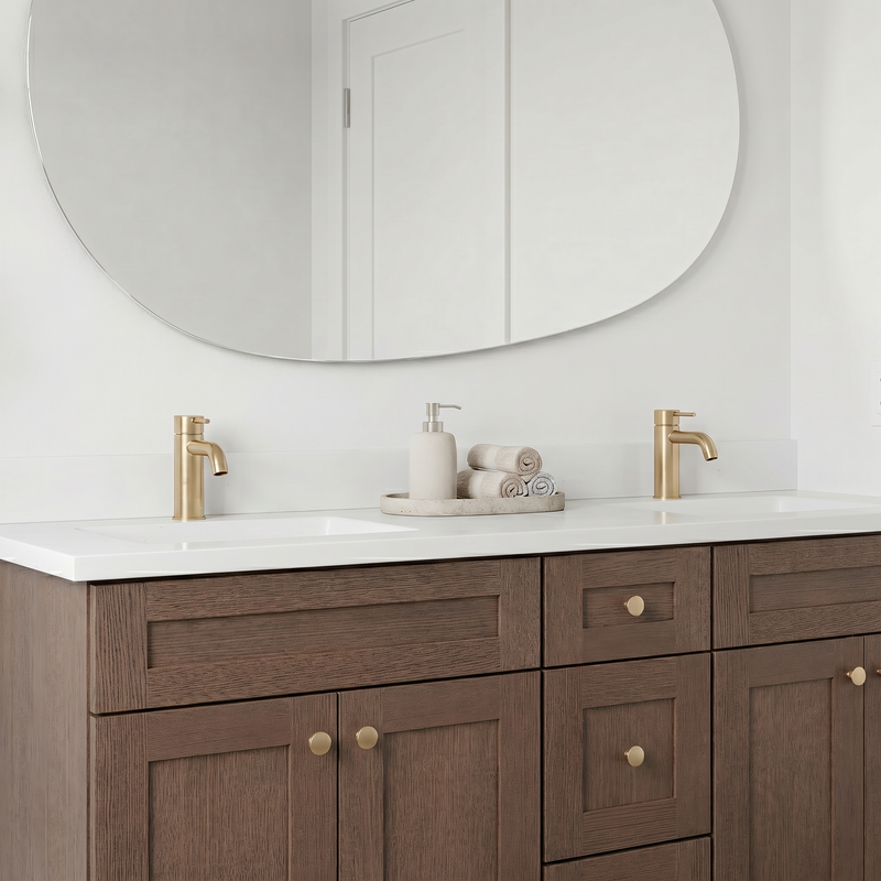 60" Coffee Bean Shaker Bathroom Vanity with Quartz Top – Double Sink