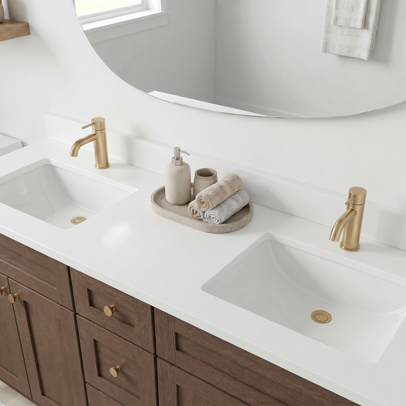 60" Coffee Bean Shaker Bathroom Vanity with Quartz Top – Double Sink