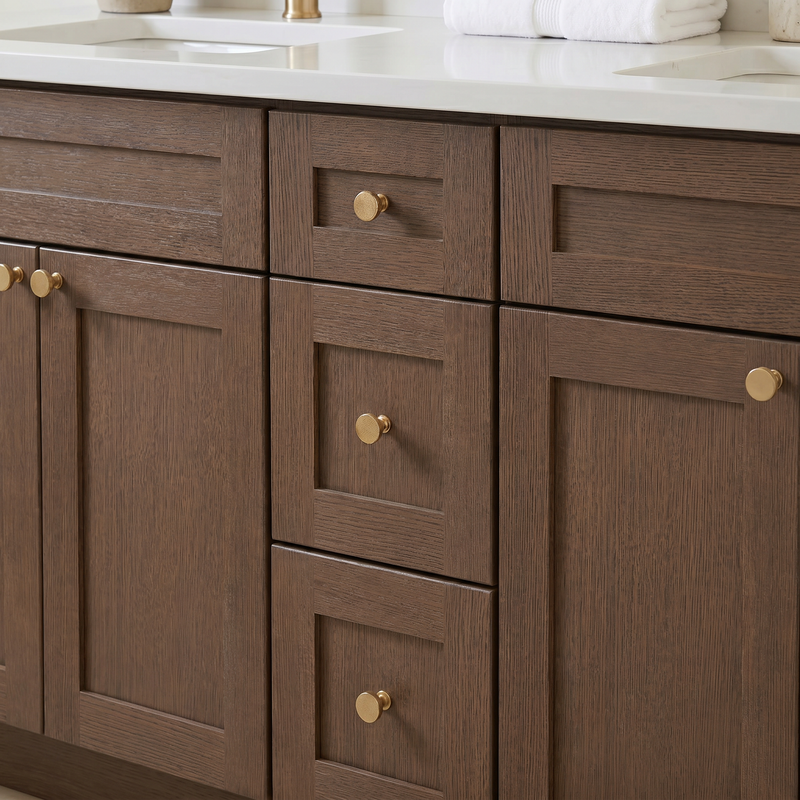72" Coffee Bean Shaker Bathroom Vanity with Quartz Top – Double Sink
