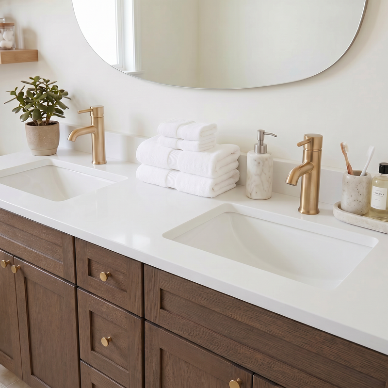 72" Coffee Bean Shaker Bathroom Vanity with Quartz Top – Double Sink