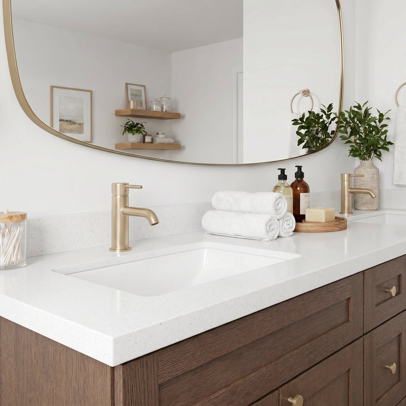 84" Coffee Bean Shaker Bathroom Vanity with Quartz Top – Double Sink